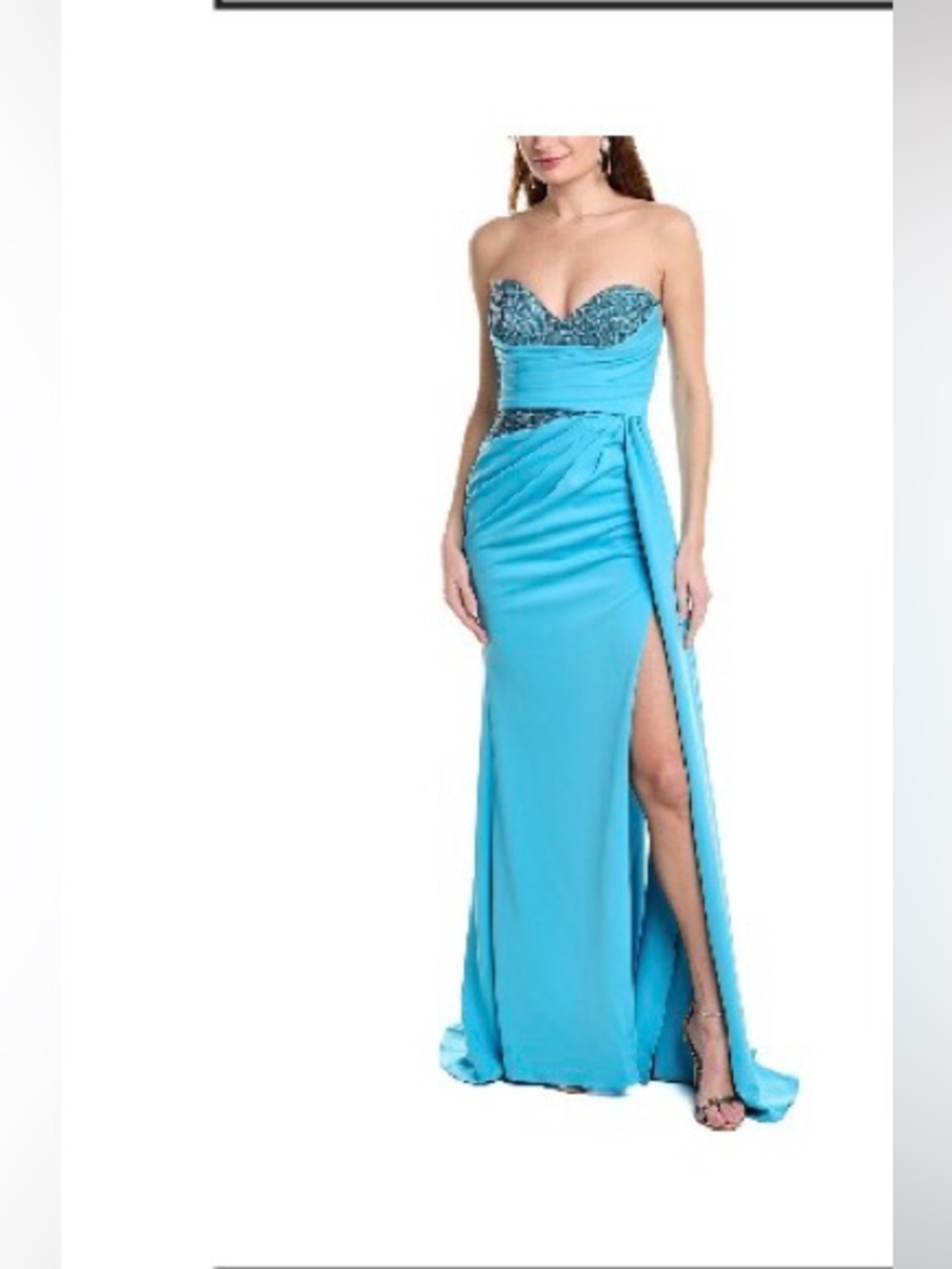 Jovani Strapless Turquoise Gown